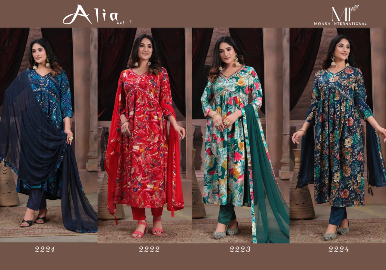 Alia Vol 1 Moksh International Rayon Readymade Pant Style Suits