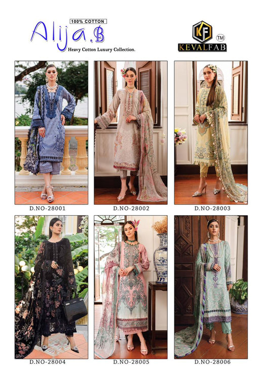 Alija B Vol 28 Keval Fab Cotton Karachi Salwar Suits