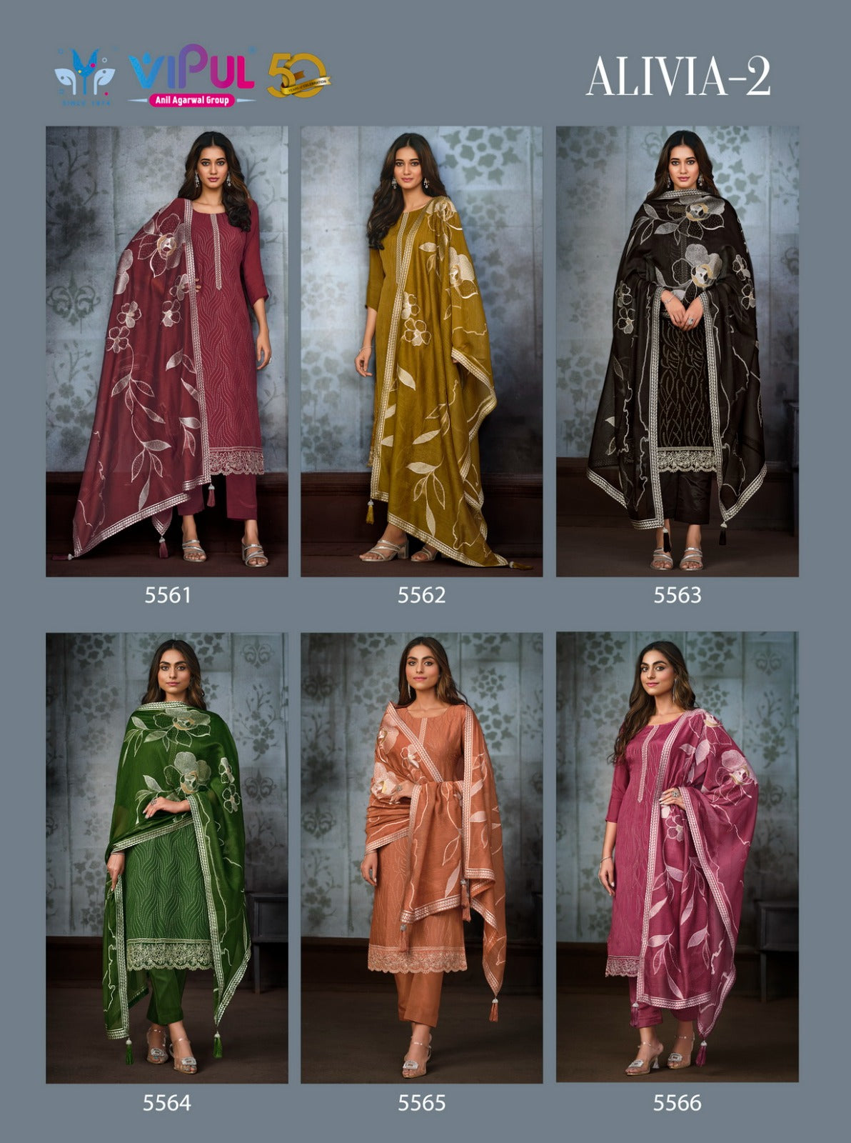Alivia Vol 2 Vipul Chinon Pant Style Suits