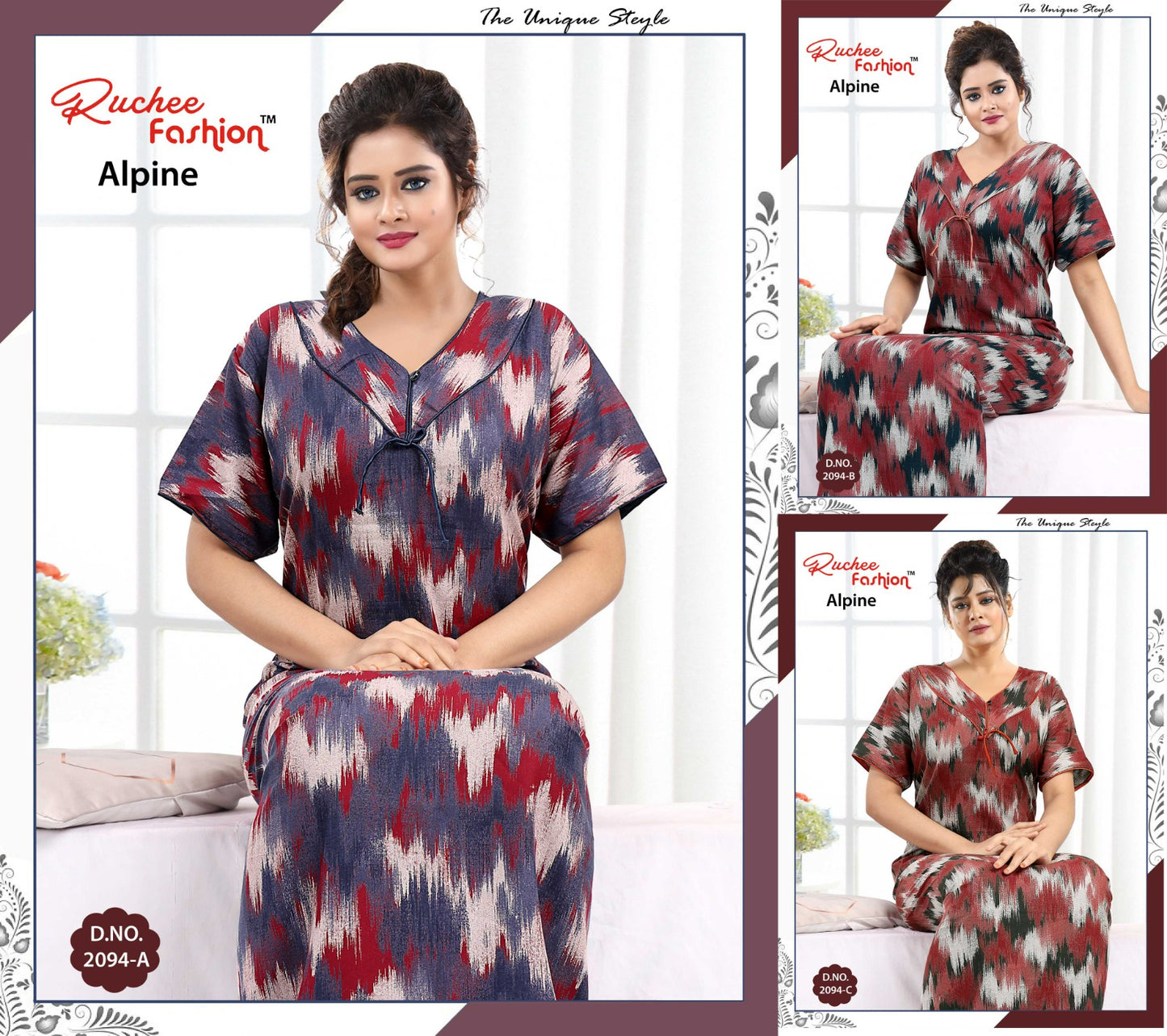 Alpine-1901 Ruchee Fashion Night Gowns