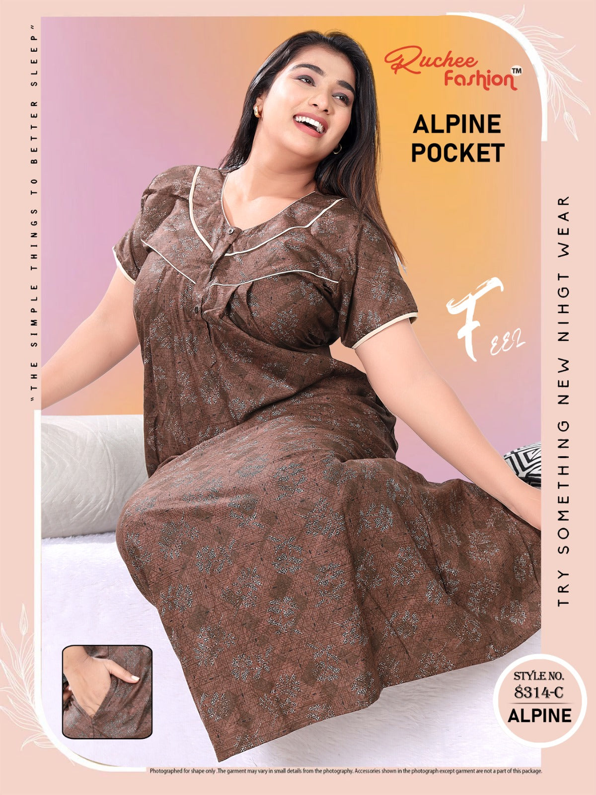 Alpine Pocket 2111 Ruchee Fashion Night Gowns
