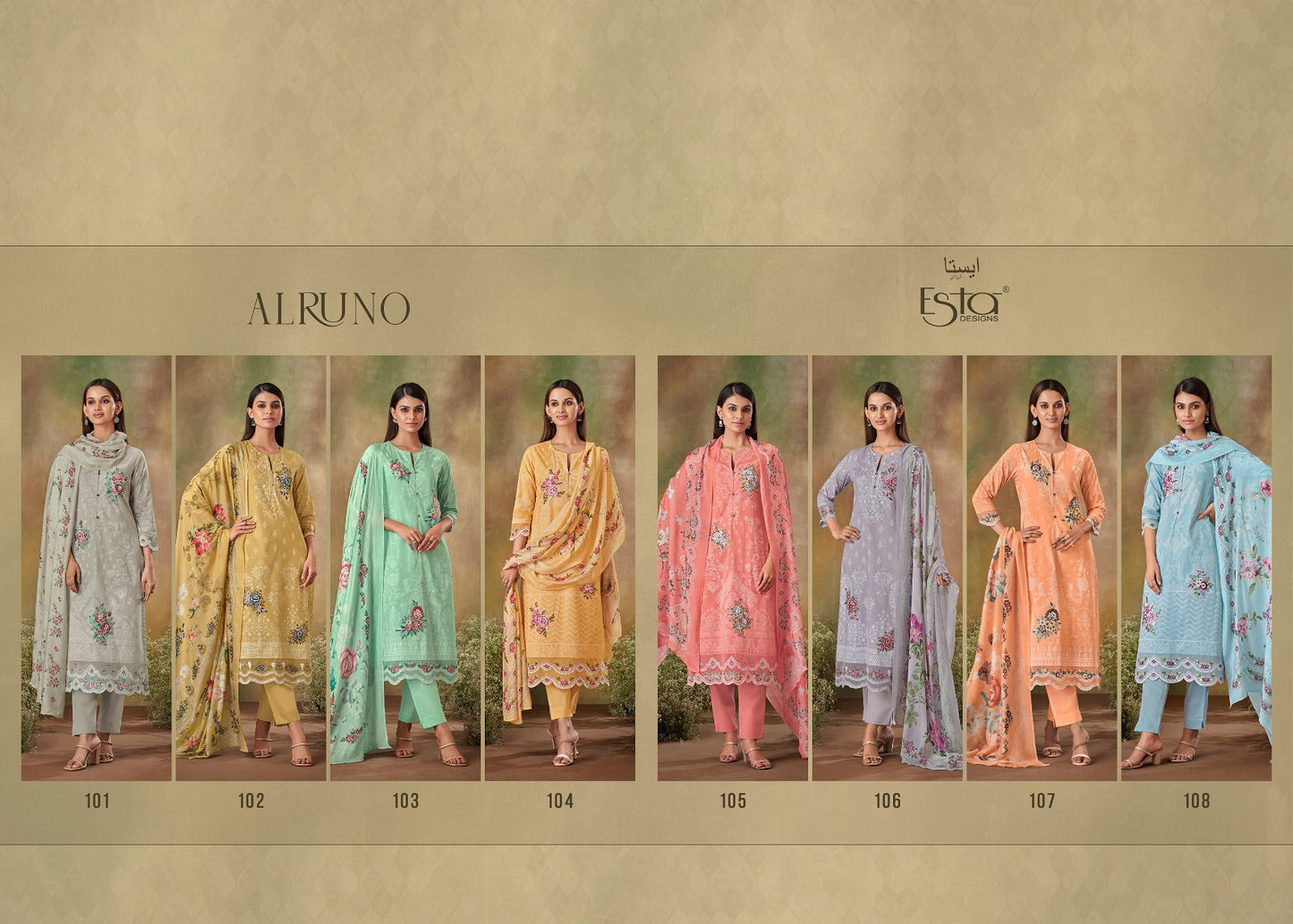 Alruno Esta Sahiba Cambric Cotton Pant Style Suits