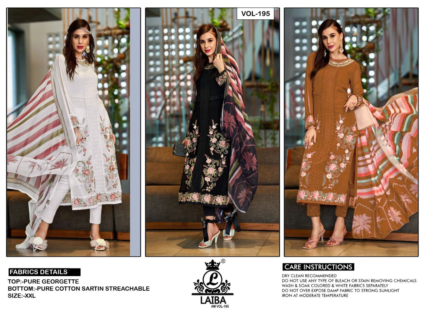 Am Vol 195 Laiba Georgette Pakistani Readymade Suits