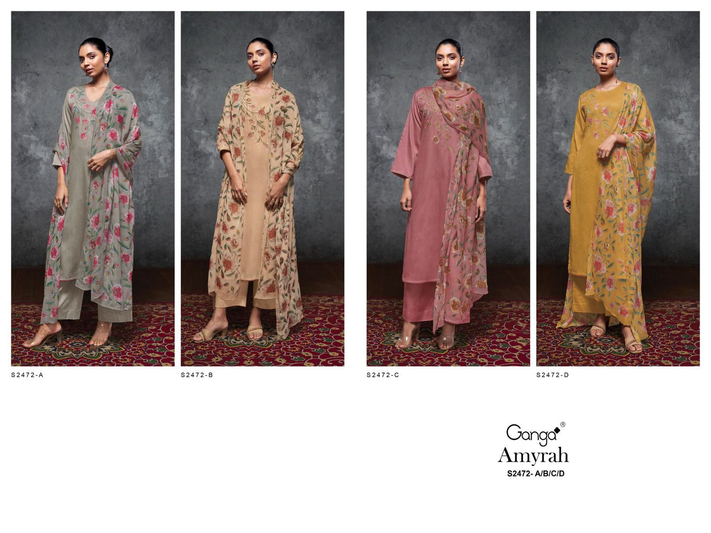 Amyrah 2472 Ganga Cotton Silk Plazzo Style Suits