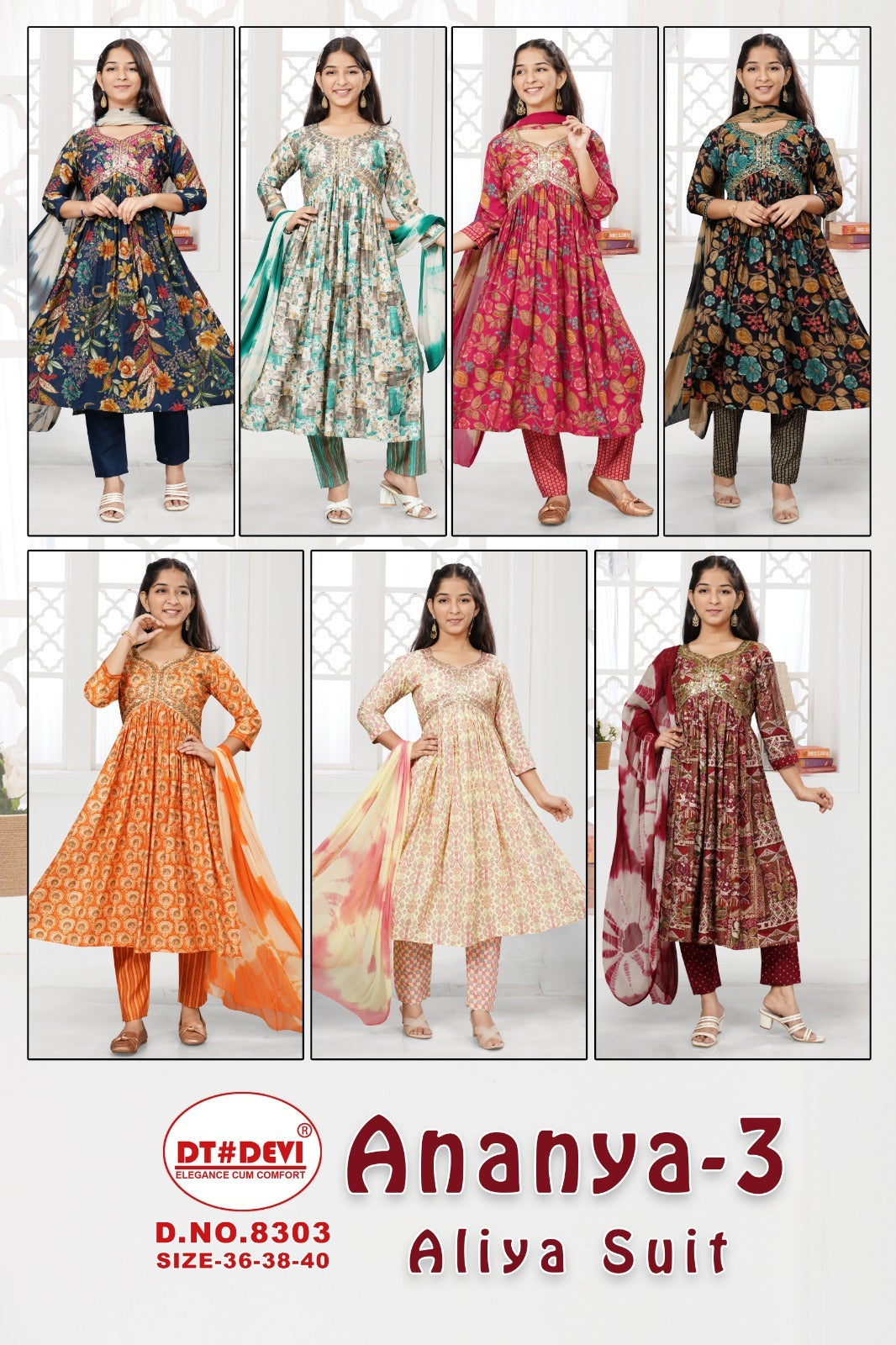 Ananya Vol 3-8303 Dt Devi Modal Girls Readymade Pant Suits