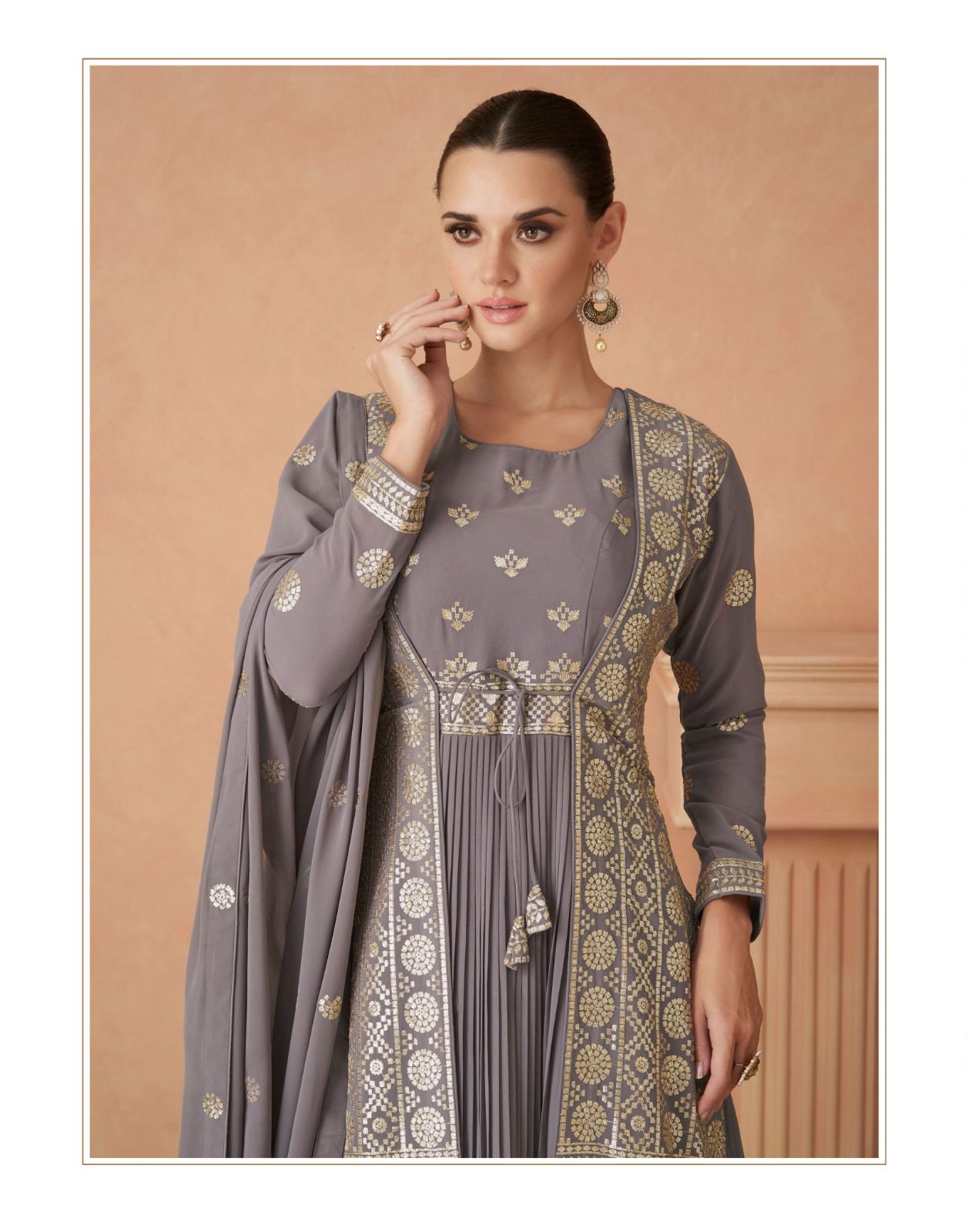 Andaz Aashirwad Creation Georgette Gown Dupatta Set