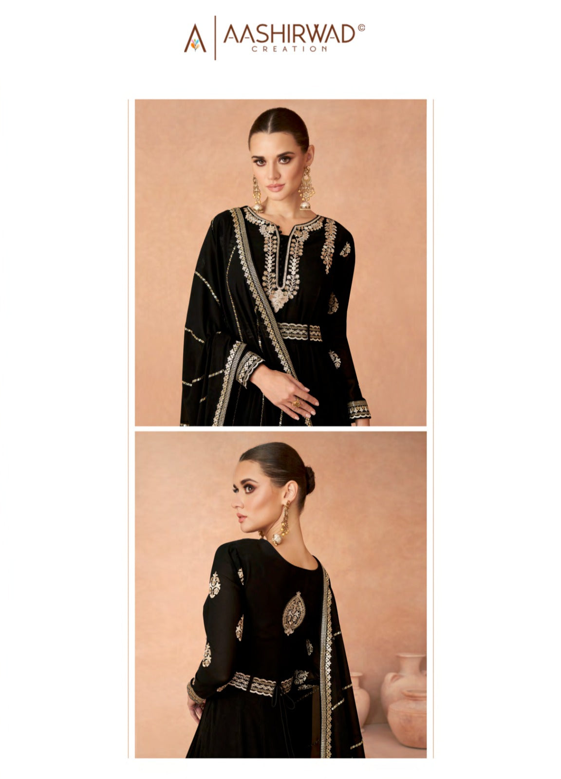 Andaz Gold Aashirwad Creation Georgette Gown Dupatta Set