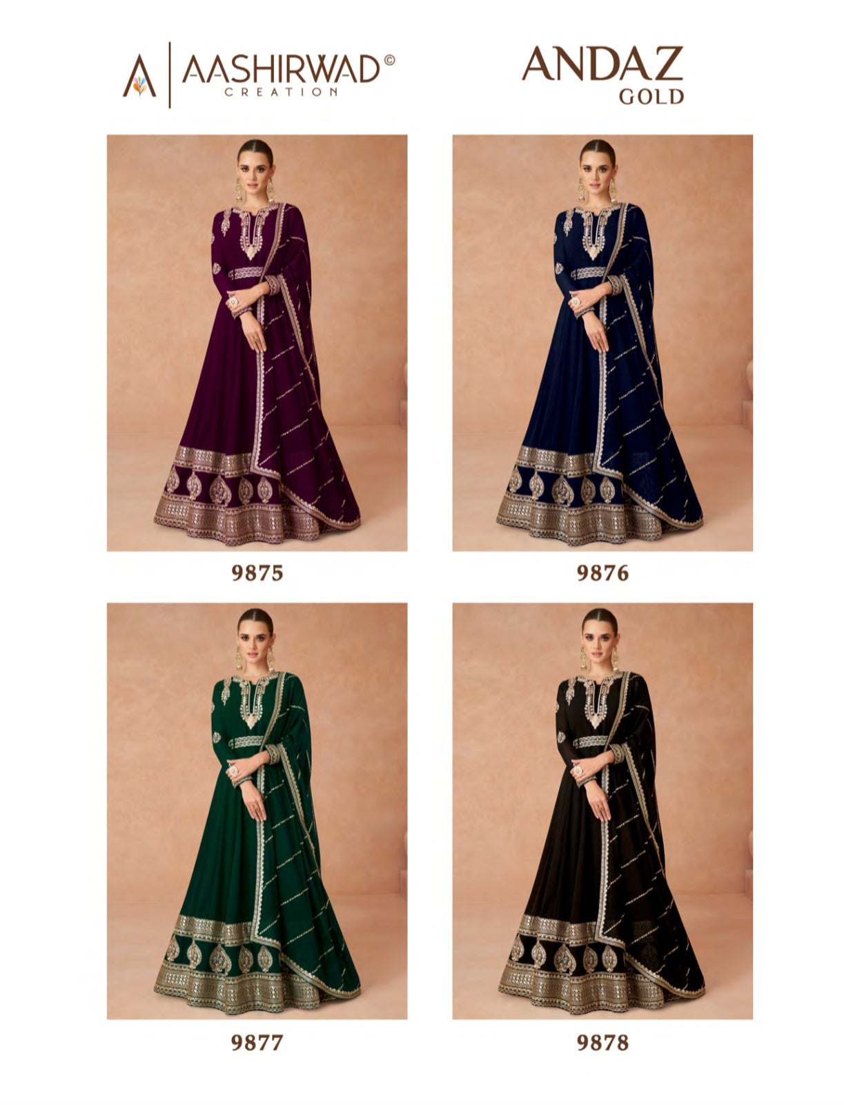 Andaz Gold Aashirwad Creation Georgette Gown Dupatta Set