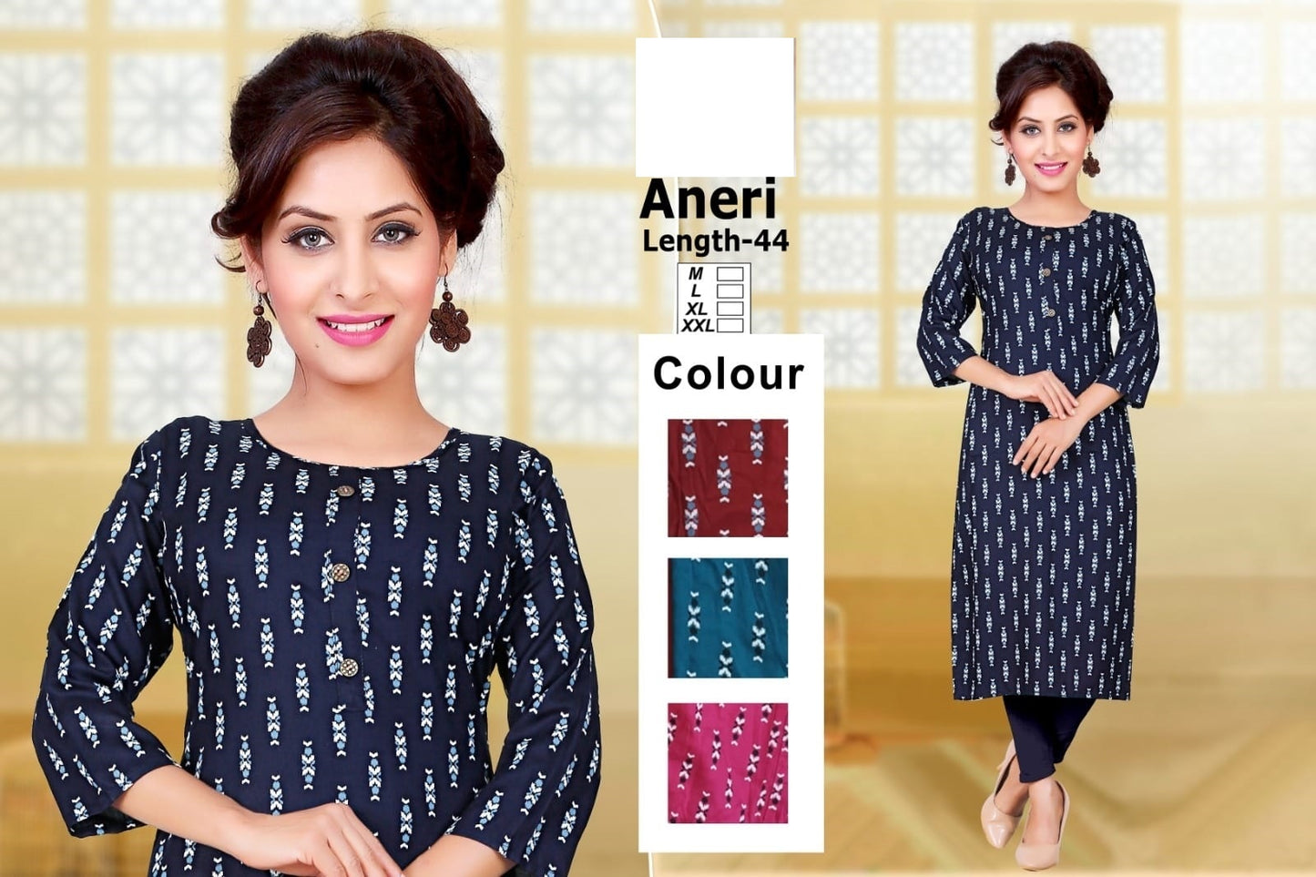 Aneri-A Zoya Rayon Knee Length Kurtis