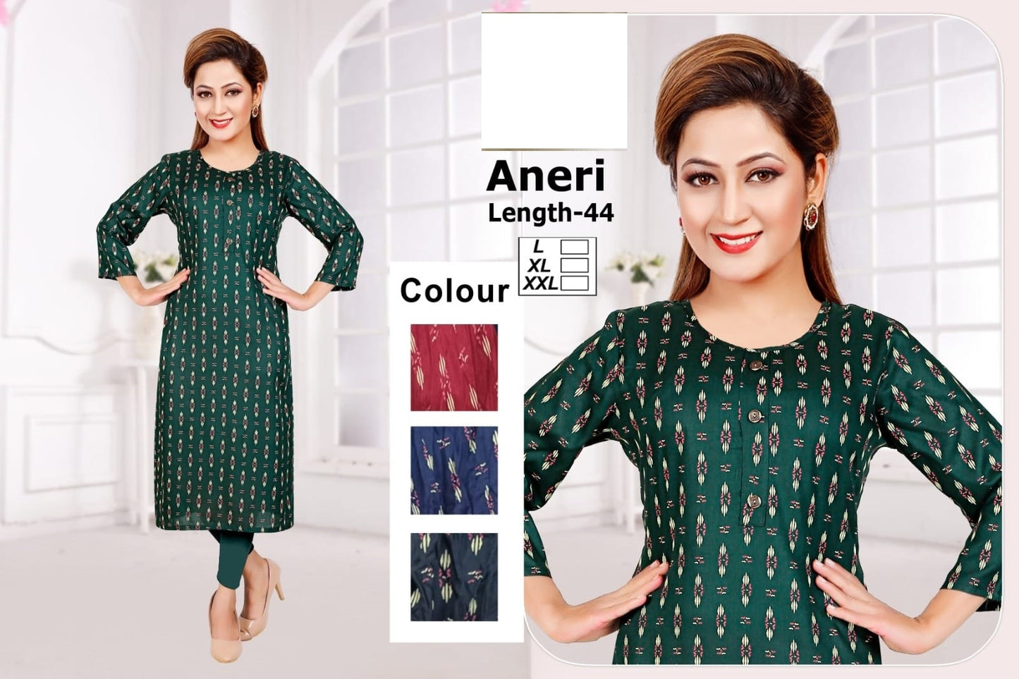Aneri-B Zoya Rayon Knee Length Kurtis