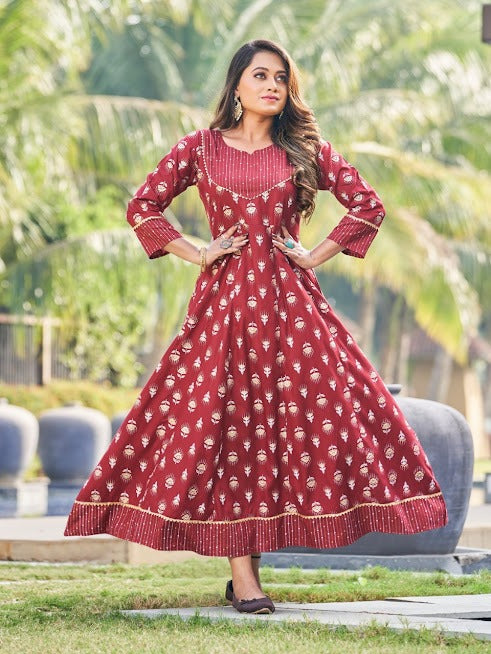 Ankita Rangjyot Rayon 14Kg Floor Length Kurtis
