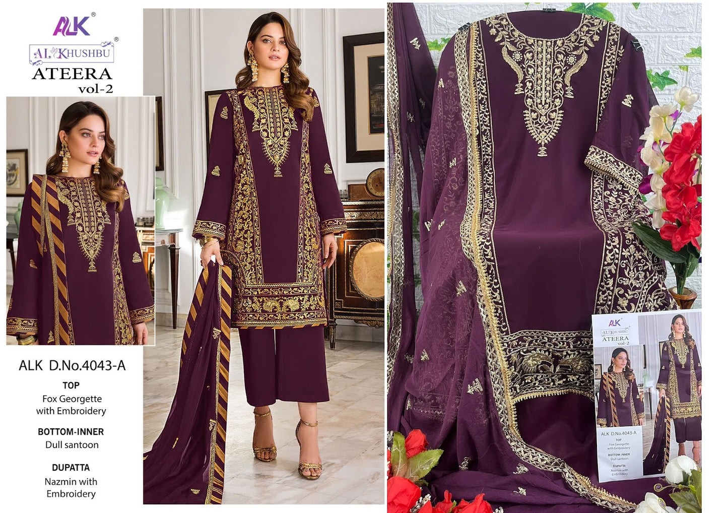 Ateera Vol 2-4043 Alk Georgette Pakistani Salwar Suits