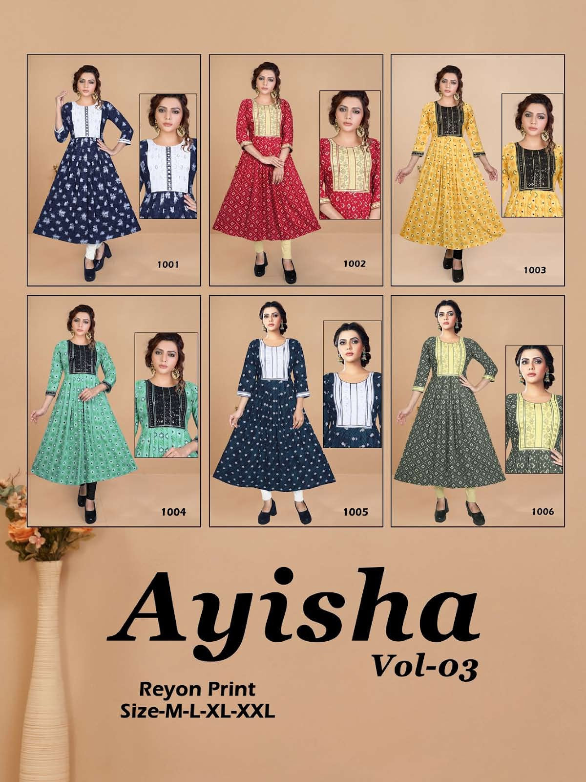 Ayisha Vol 3 Kavinay Reyon Anarkali Kurtis