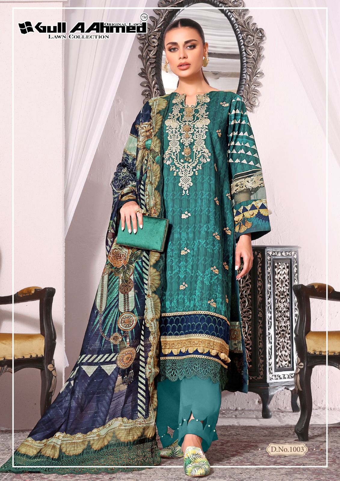 Azure Luxury Lawn Gul Ahmed Karachi Salwar Suits