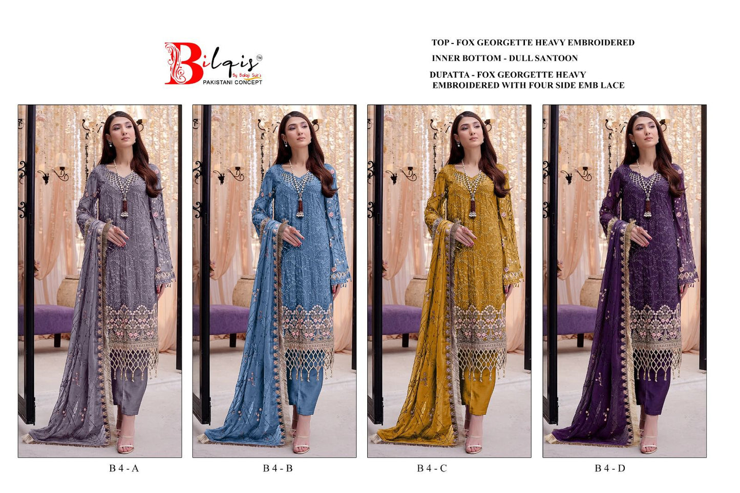 B-04 Bilqis Fox Georgette Pakistani Salwar Suits