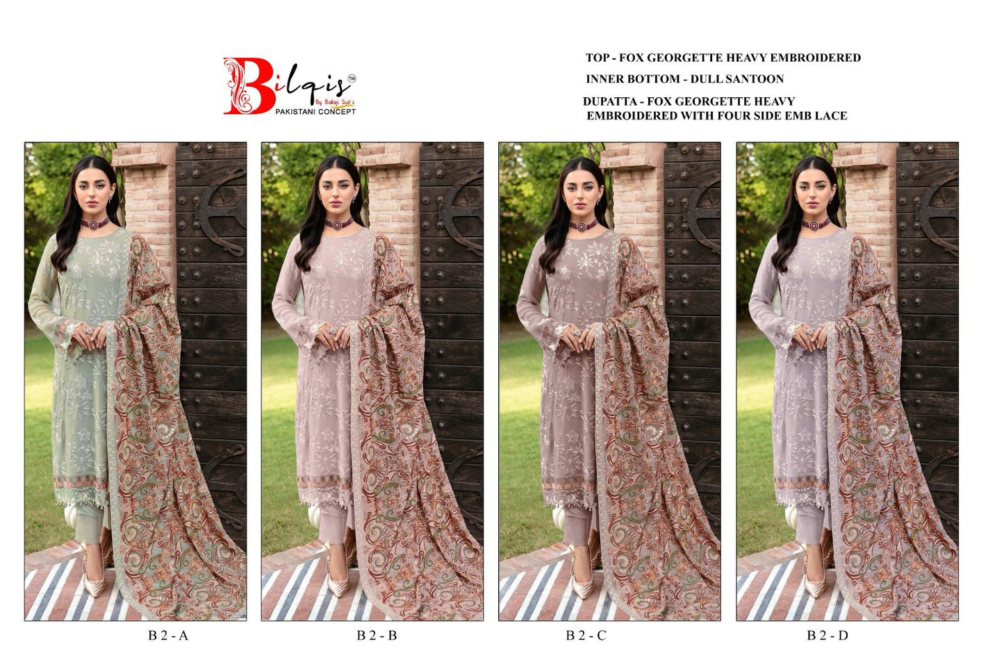B-2 Bilqis Fox Georgette Pakistani Salwar Suits