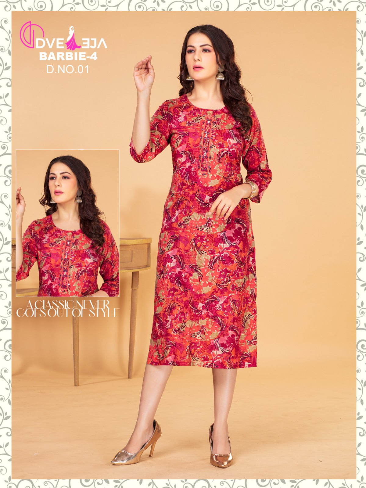 Barbie Girl-1901 Dveeja Fashion Rayon Long Straight Kurti