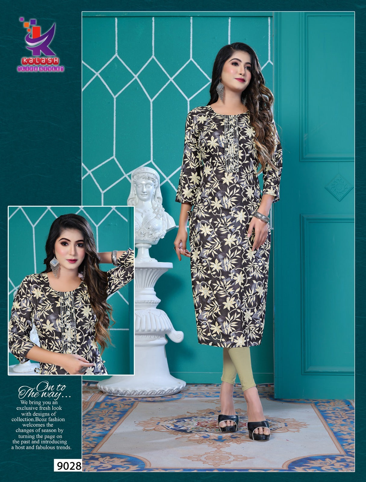 Beauty Gorgeous-2 Mlm Kalash Lifestyle Rayon 14Kg Long Straight Kurti