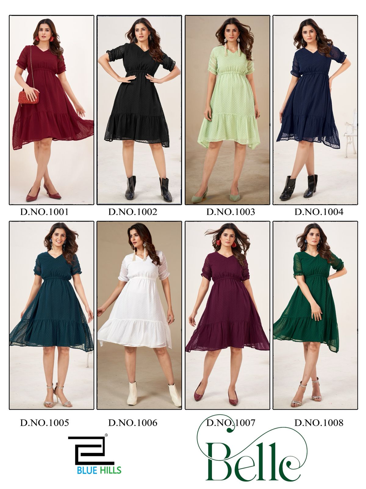 Belle Blue Hills Georgette Midi Dress