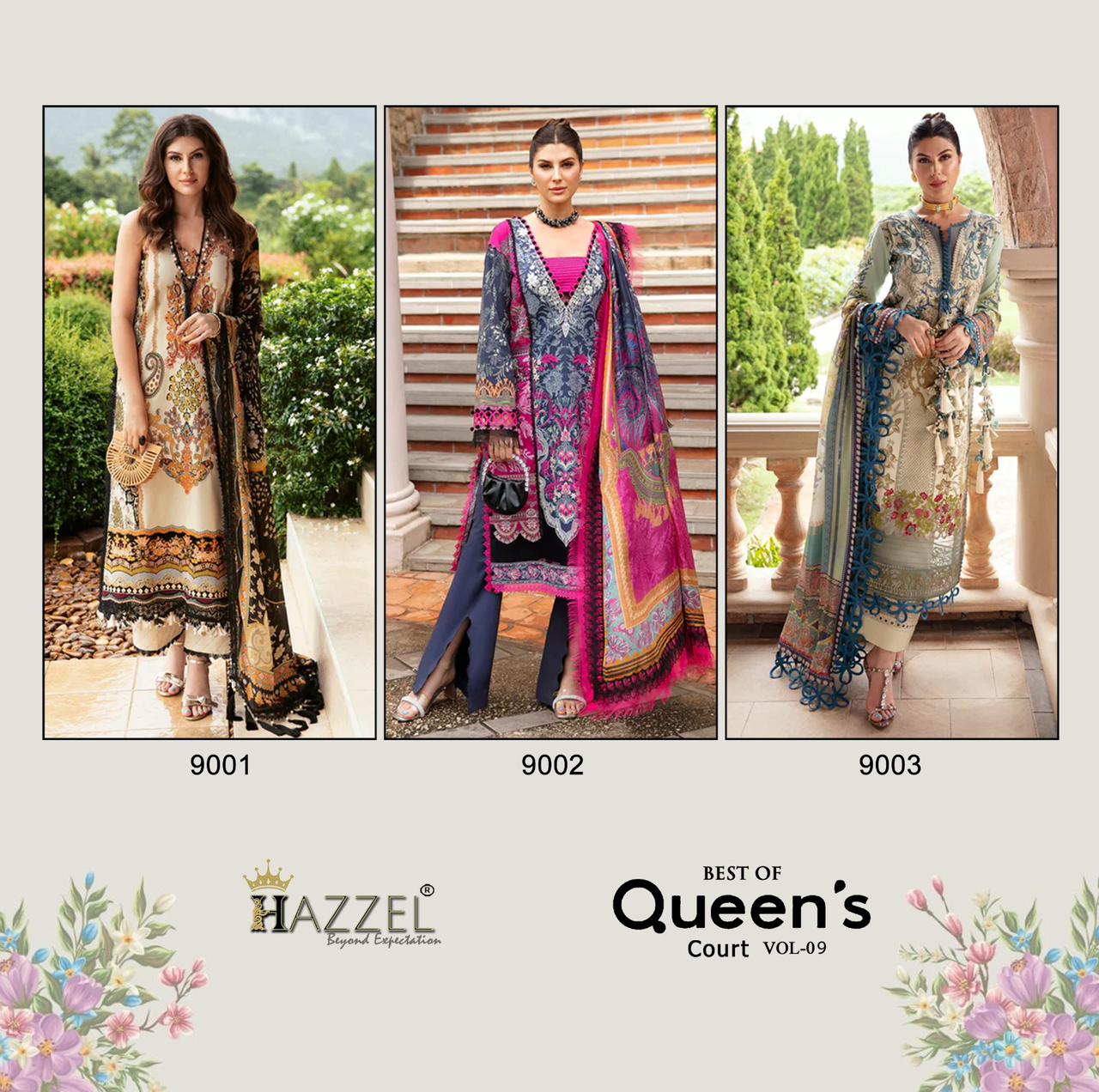 Best Of Queens Court Vol 9 Hazzel Cotton Pakistani Patch Work Suits