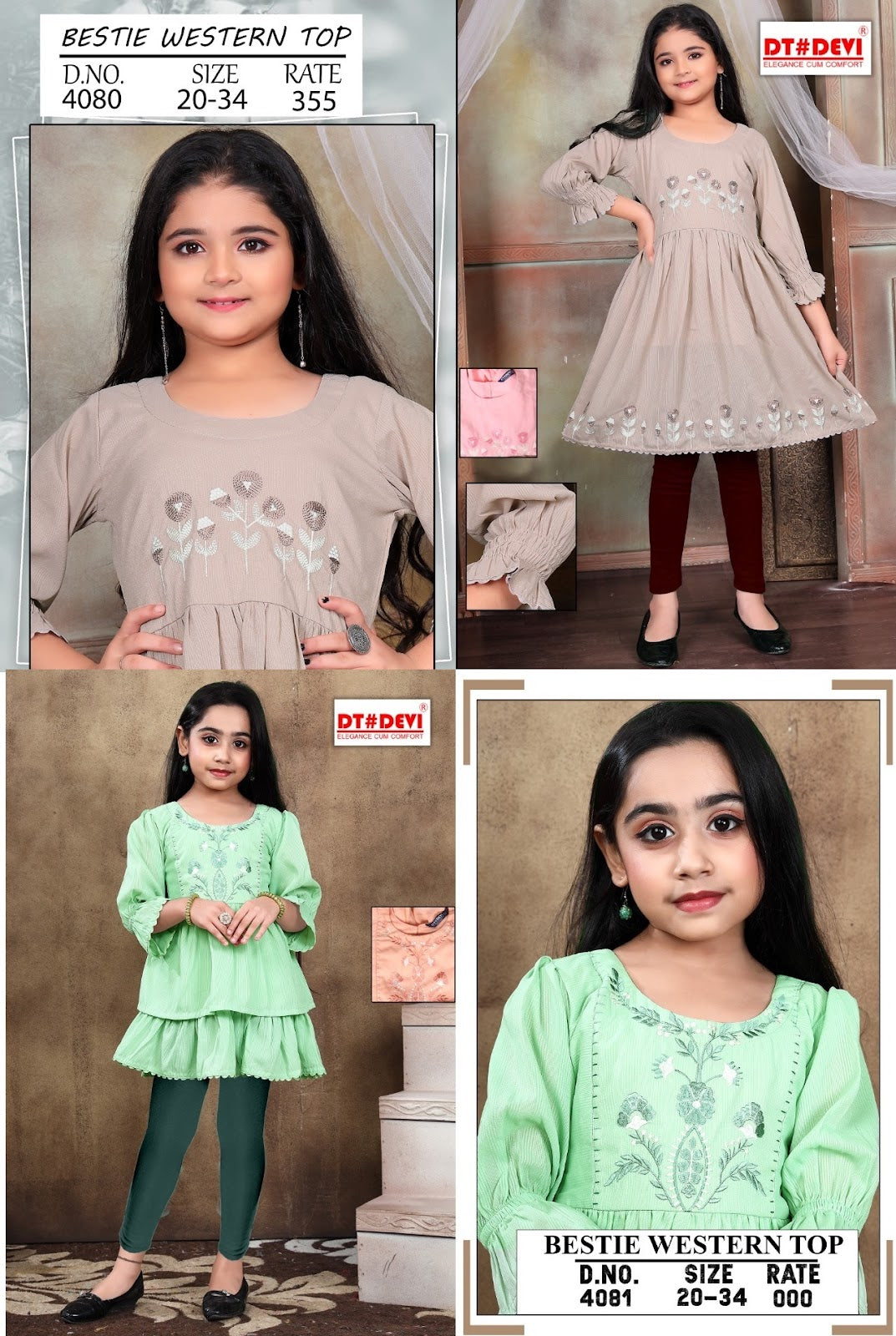 Bestie-S4080-4081 Dt Devi Georgette Girls Top