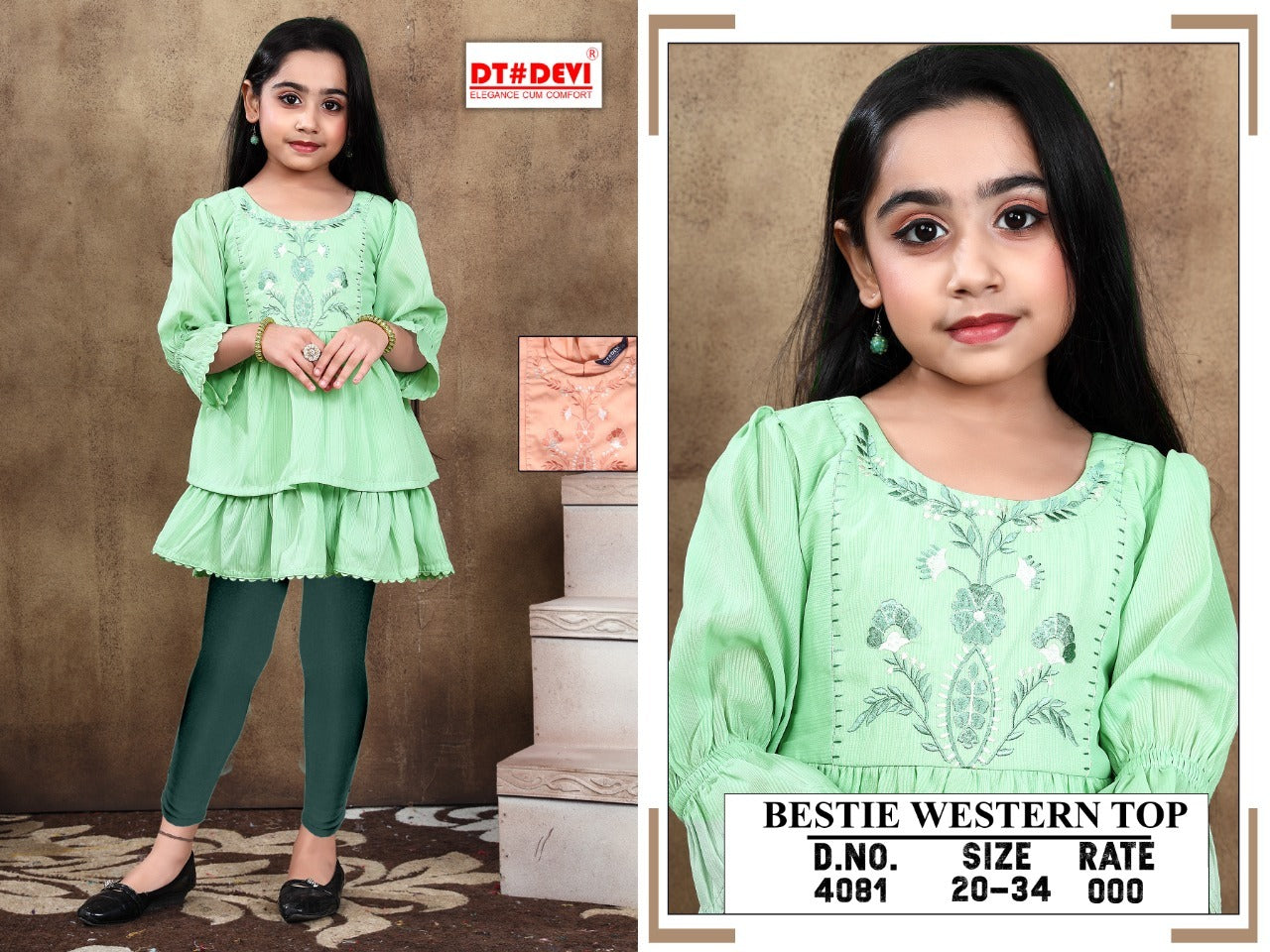 Bestie-S4080-4081 Dt Devi Georgette Girls Top