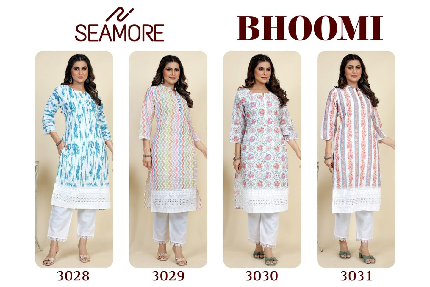 Bhoomi Vol 1 Seamore Georgette Straight Cut Kurtis