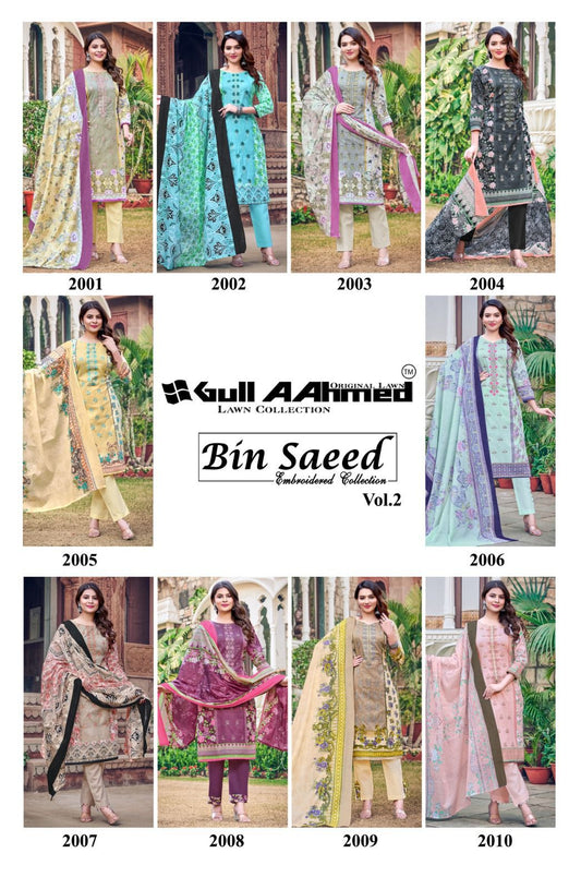Bin Saeed Embroidery Vol 2 Gul Ahmed Lawn Karachi Salwar Suits