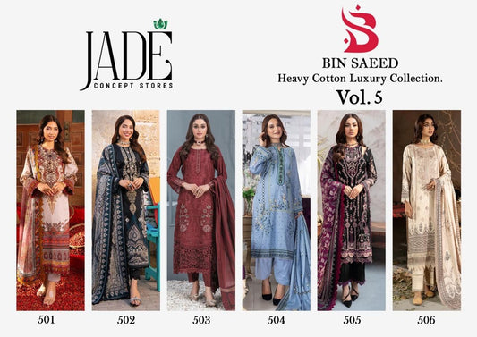 Bin Saeed Heavy Cotton Vol 5 Jade Lawn Karachi Salwar Suits