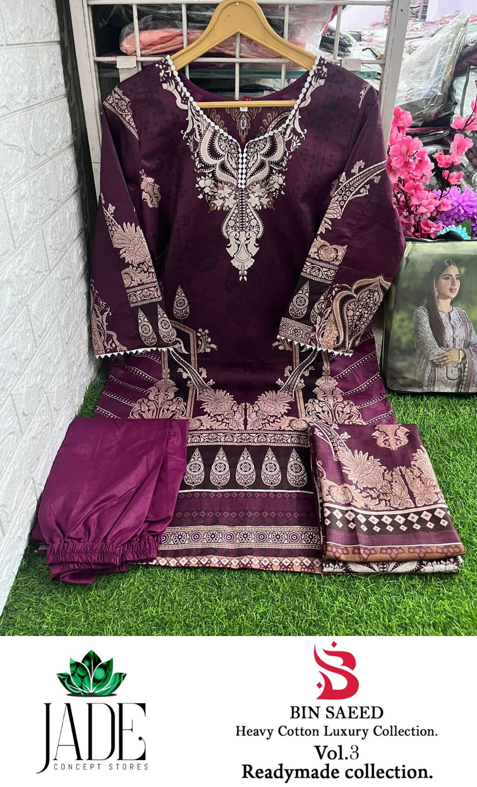 Bin Saeed Vol 3 Jade Lawn Cotton Pakistani Readymade Suits