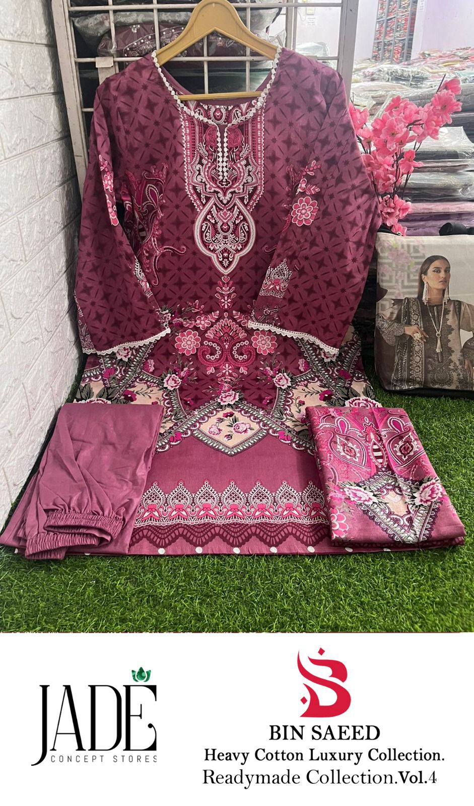 Bin Saeed Vol 4 Jade Cotton Lawn Pakistani Readymade Suits