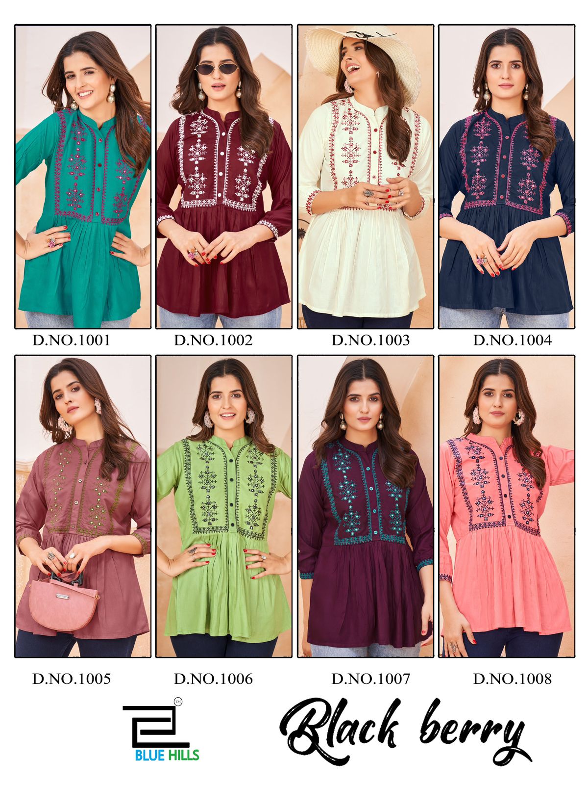 Black Berry Blue Hills Rayon Stylish Short Tops