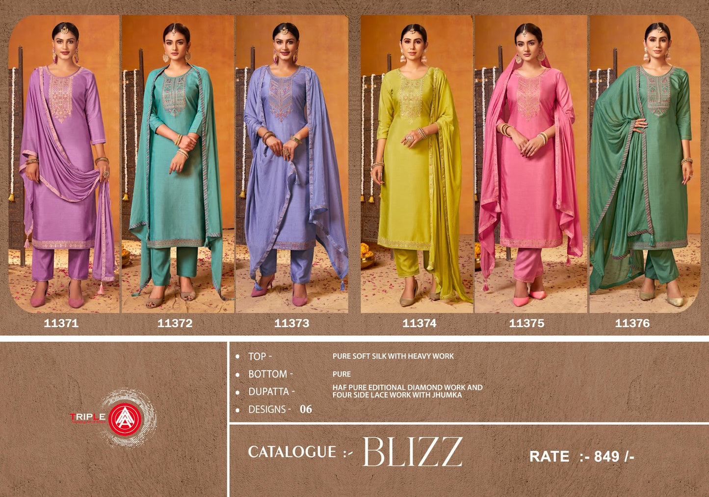 Blizz Triple Aaa Soft Silk Pant Style Suits
