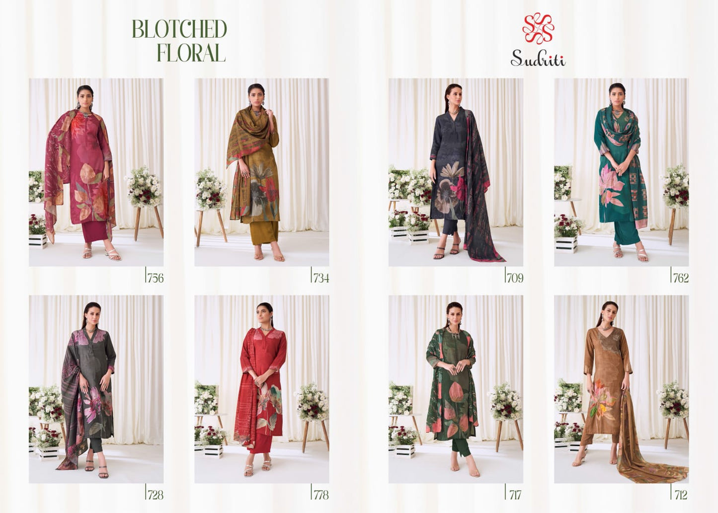 Blotched Floral Sudriti Sahiba Pashmina Suits