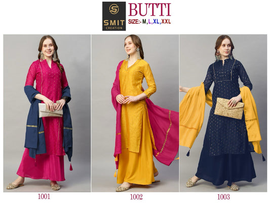 Butti Smit Creation Chanderi Readymade Plazzo Style Suits