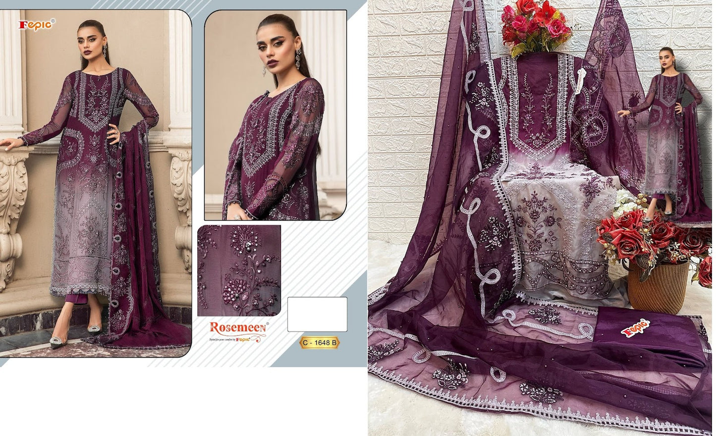 C-1648 Fepic Organza Pakistani Salwar Suits