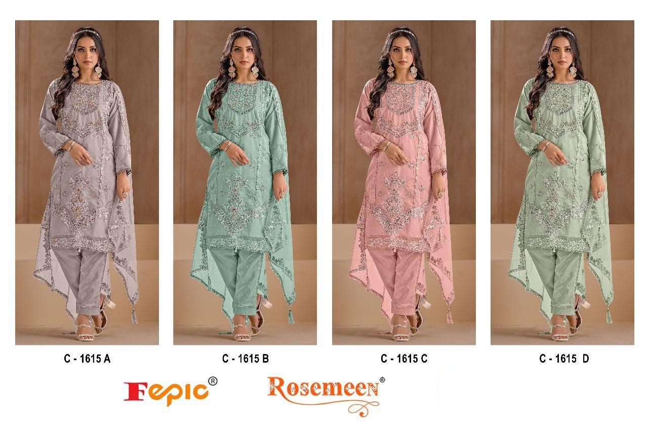 C 1615 Fepic Organza Pakistani Salwar Suits