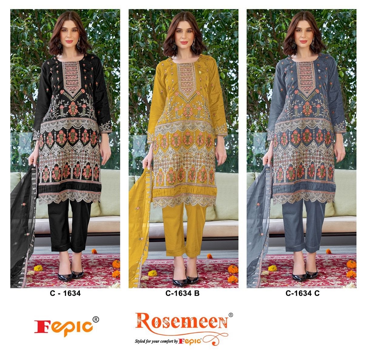 C 1634 Fepic Organza Pakistani Salwar Suits