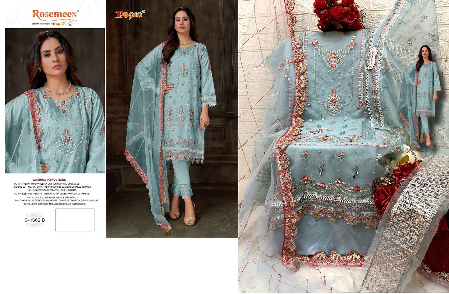 C 1662 Fepic Organza Pakistani Salwar Suits