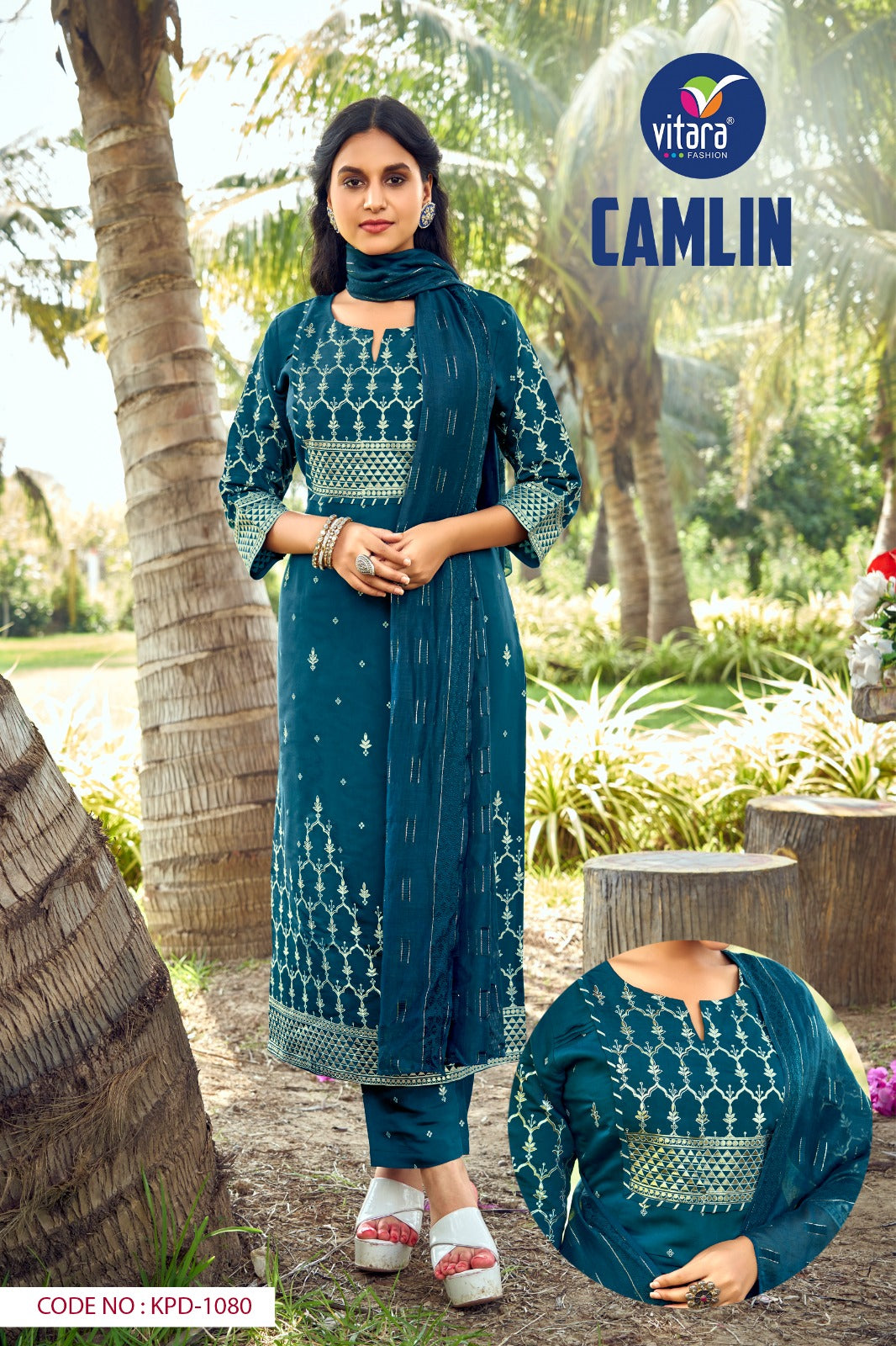 Camlin Vitara Roman Silk Readymade Pant Style Suits