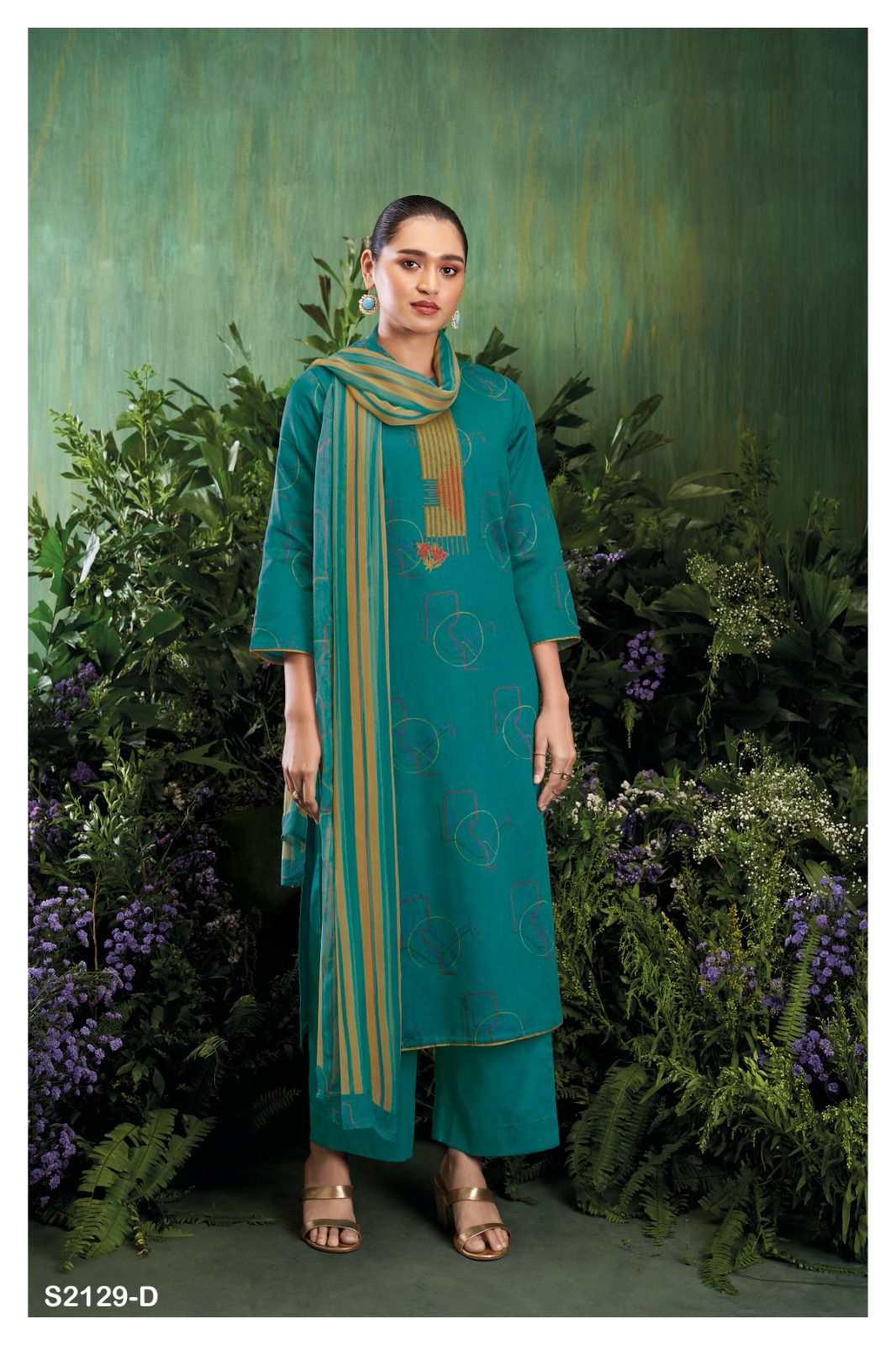 Carista 2129 Ganga Cotton Silk Plazzo Style Suits