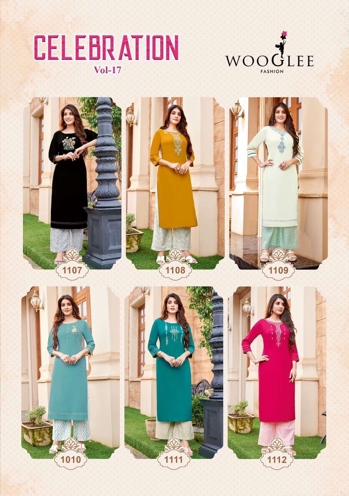 Celebration Vol 17 Wooglee Rayon Kurti Plazzo Set