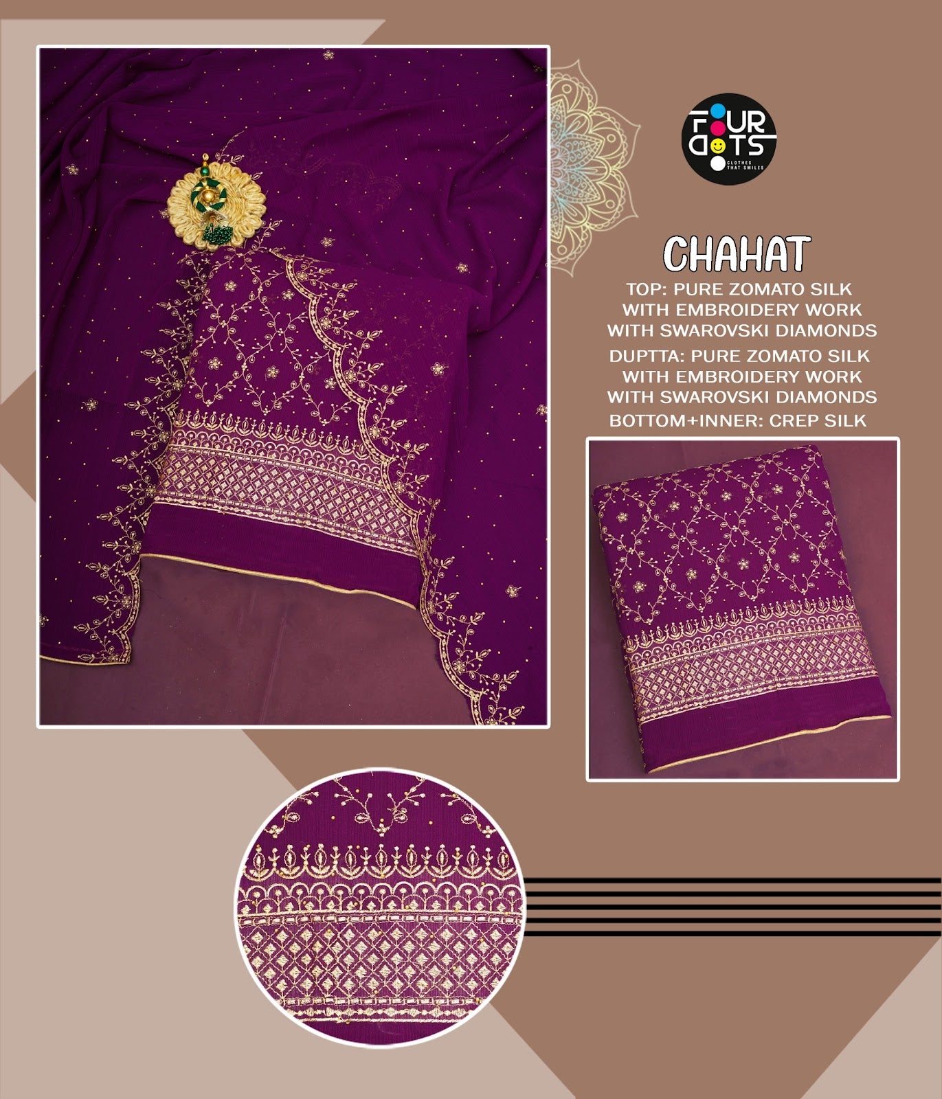 Chahat Repeat Four Dots Vichitra Silk Salwar Suits