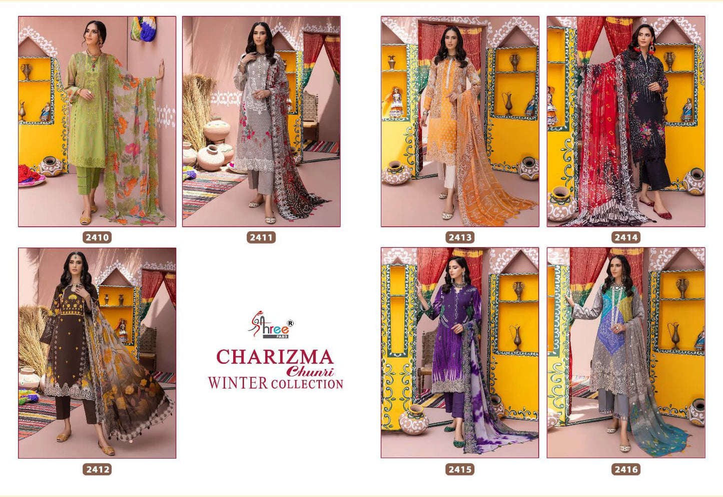 Charizma Chunri Shree Fabs Karachi Pashmina Salwar Suits