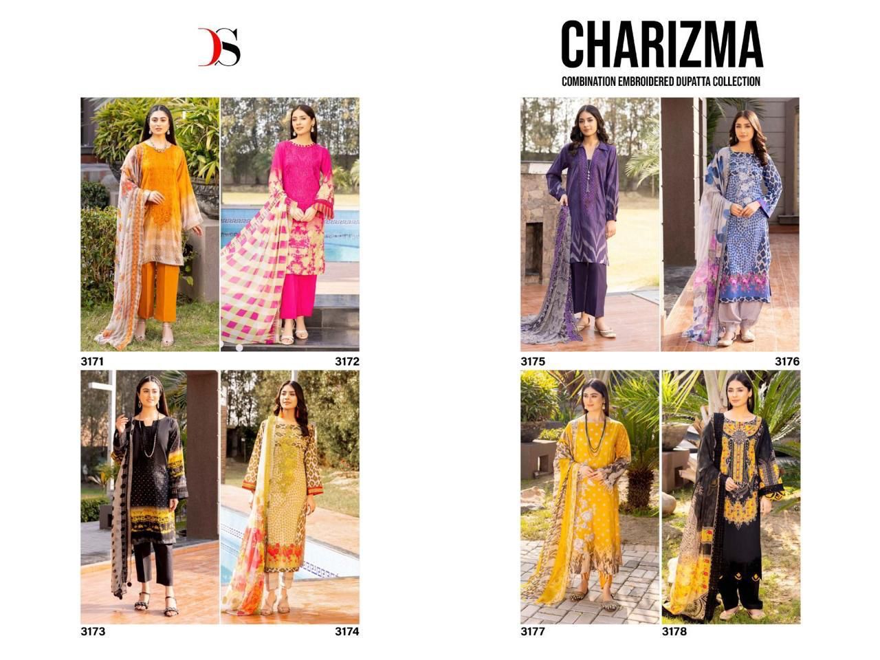Charizma Combination Embroidered Deepsy Cotton Pakistani Readymade Suits