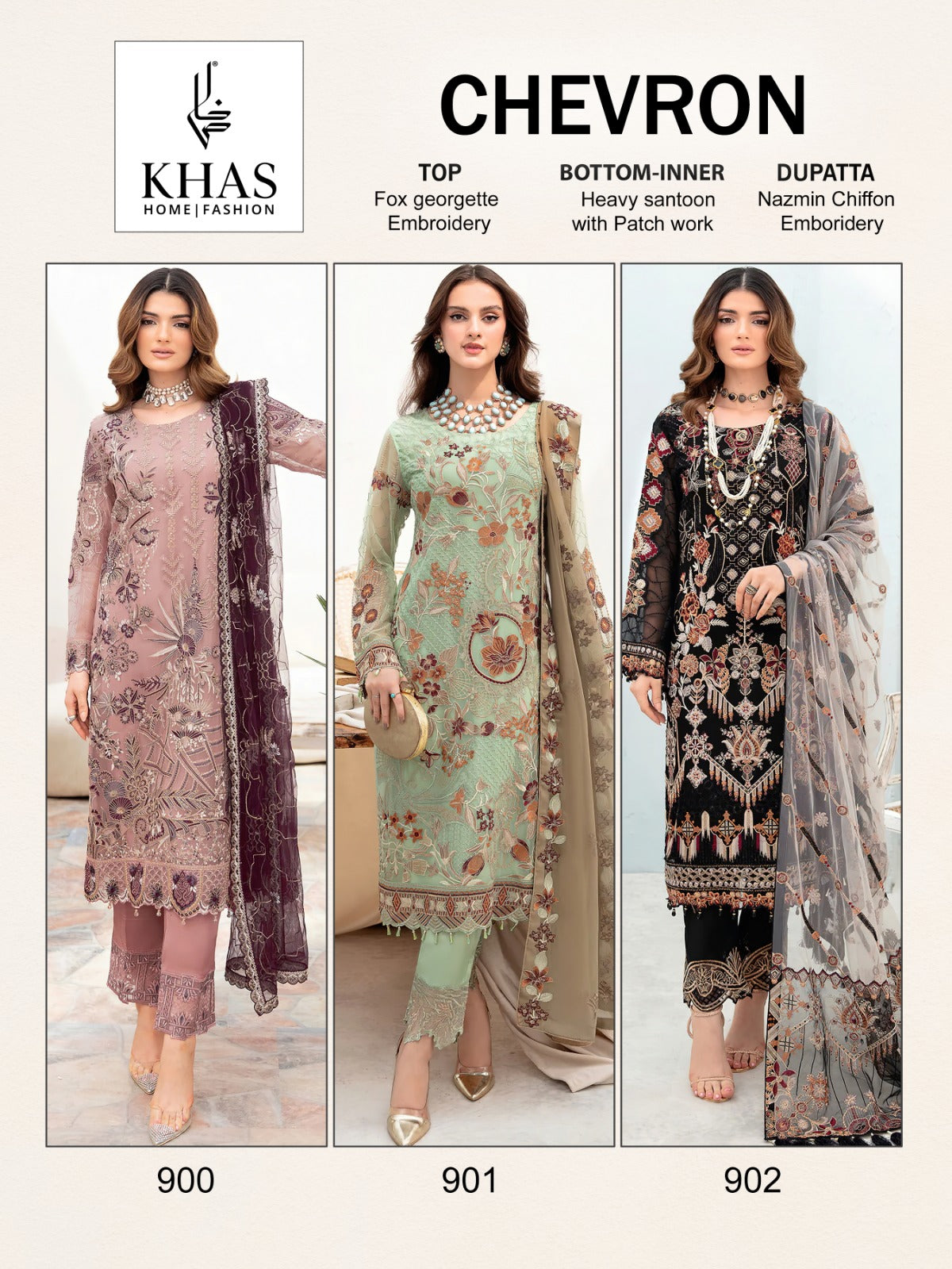 Chevron Khas Georgette Pakistani Patch Work Suits