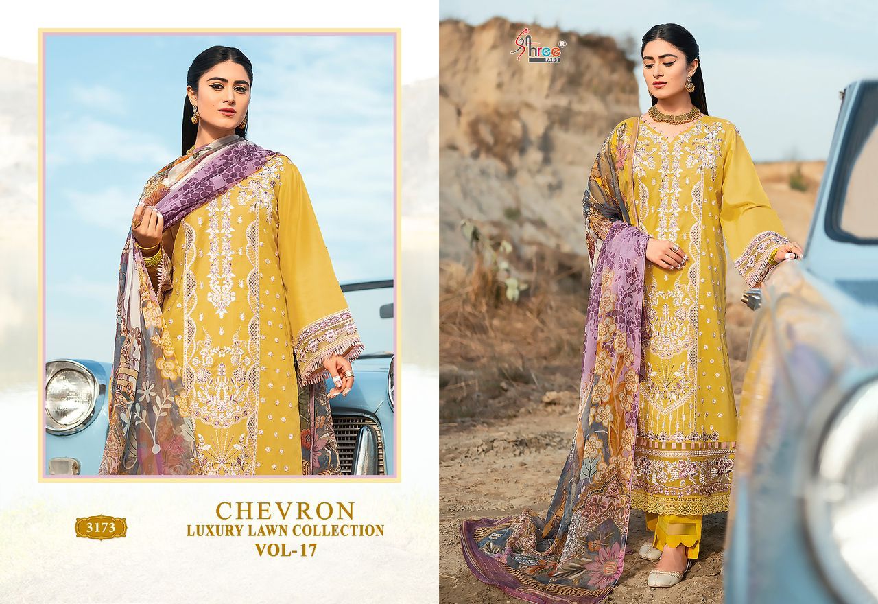 Chevron Luxury Lawn Vol 17 Shree Fabs Lawn Cotton Pakistani Salwar Suits