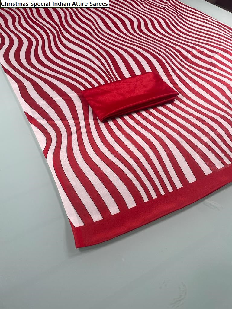 Christmas Special Indian Attire Chinon Silk Sarees