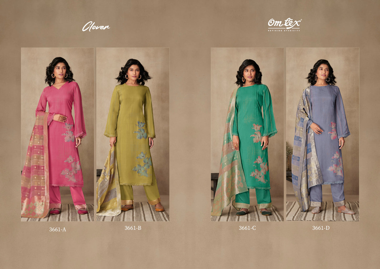 Clover Omtex Organza Pant Style Suits