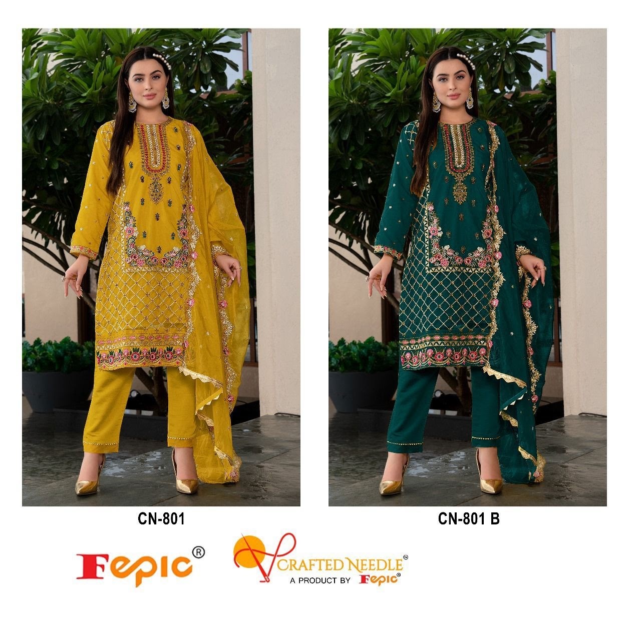 Cn 801 Crafted Needle Organza Pakistani Readymade Suits